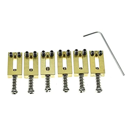 KAISH Solid Messing Gitarren-Brückenköpfe Messing-Sattel 10,8 mm Saitenabstand mit Nickel-Schrauben für Stratocaster/Telecaster