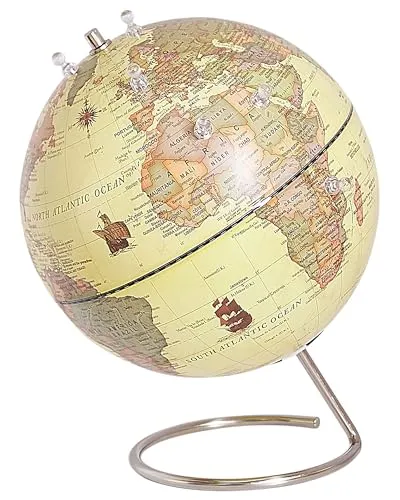 Globus Antik Stil Cartier mit Edelstahl-Standfuß von Beliani