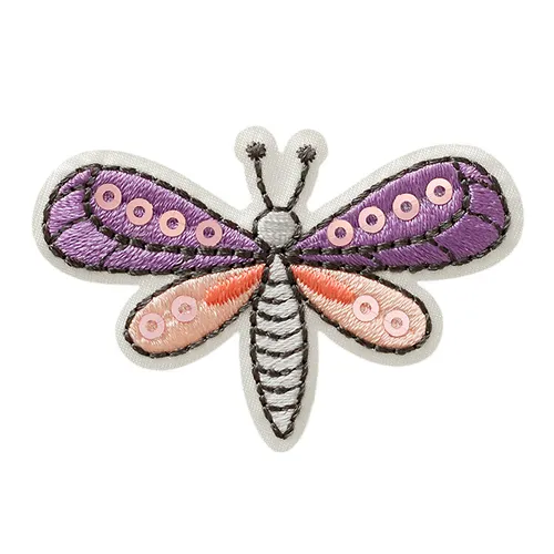 Bügelbild Applikation Aufnäher Patch Libelle Pailletten 3,7 x 5,6 cm