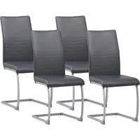 Albatros Freischwinger Stühle 4er Set MURANO, Grau - Moderne Esszimmerstühle im eleganten Design mit Kunstleder-Bezug und dicker Polsterung – ideal für stilvolle Küchen und Esszimmer.