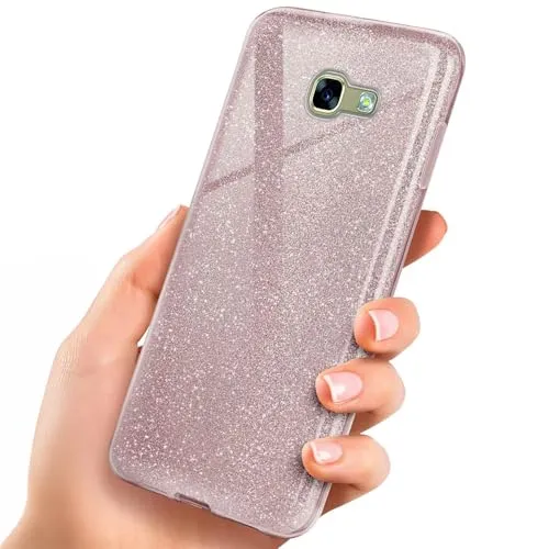 ONEFLOW Glitter Case für Samsung Galaxy A3 (2017) Glitzer Handyhülle mit Kameraschutz, Stylische Hülle Glitzernd, Dünne TPU Schutzhülle für Damen, Glitzerhülle Qi kompatibel, Rosa