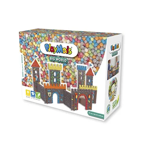 Magni PlayMais MOSAIC BIG WORLD CASTLE - Kreatives Bastel-Set für Kinder - Bastelset für Kinder ab 3 Jahren mit 8.000 bunten Bausteinen, fördert die Motorik und Kreativität beim Spielen.