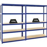 PROREGAL® Schwerlastregal Big Elephant 180x120x45-60cm - Robustes Schwerlastregal mit 250 kg Fachbodenlast, ideal für Werkstatt und Garage. Verstellbare Böden, einfache Steckmontage und Möglichkeit zur Umfunktionierung in Werkbänke.