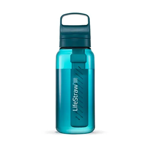 LifeStraw Go 1-Liter (Laguna Teal) - Trinkflasche mit integriertem Wasserfilter - Thermosflasche mit 1-Liter-Kapazität, ideal für Outdoor-Abenteuer. Bietet sauberes Trinkwasser dank integriertem LifeStraw-Filter.