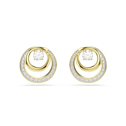 Swarovski Hyperbola Ohrstecker mit Rundschliff in Weiß - Elegante Ohrstecker mit zentralem Swarovski Zirconia, umgeben von funkelnden Metallspiralen. Perfekt für den modernen Look, kombinierbar mit passendem Schmuck.