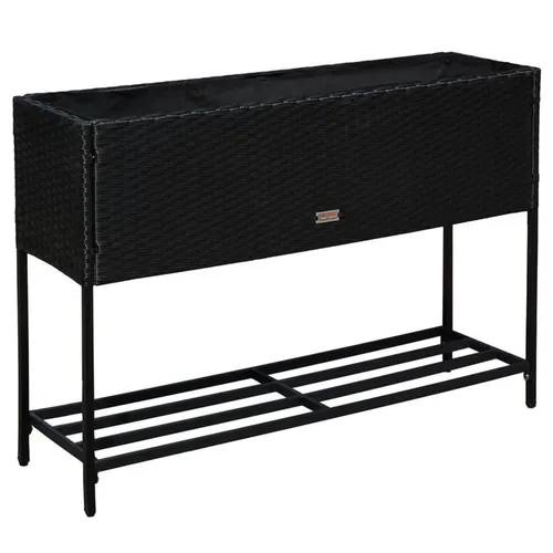 Polyrattan Hochbeet Blumenbeet 100x30x70 cm Kräuterbeet Gemüsebeet Schwarz