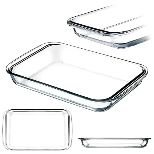 KADAX rechteckige Auflaufform 3L aus hitzebeständigem Glas, Spülmaschinenfeste Gasbackformen, Geschirr zum Braten, Glasauflaufform für Lasagne, Kuchen (Transparent)