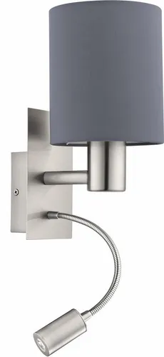 EGLO Wandlampe Pasteri, 2-flammige Textil Wandleuchte in grau von EGLO