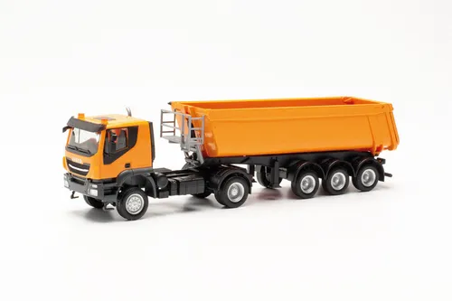 Herpa 315111 Iveco Trakker mit Schmitz Cargobull Kipp-SZ 1:87 - Modellautos, detailgetreues Standmodell des Iveco Trakker Lkw mit Schmitz Cargobull Kipp-SZ, ideal für Sammler und Liebhaber im Maßstab 1:87.