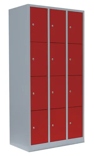 Steelboxx Fächerschrank - 3 Abteile mit 12 Fächern, komplett montiert - Vielseitiger Schließfachschrank für Umkleiden und Sozialräume, aus langlebigem pulverbeschichtetem Stahl, komplett verschweißt und sofort einsatzbereit.