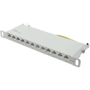 Good-Connections Patchpanel GC-N0132, Cat 6A, 12 Ports - Netzwerkschränke mit 12 RJ45 Buchsen, unterstützt bis zu 10 GBit/s und PoE, ideal für effiziente Netzwerkverbindungen in kompakten 10 Zoll Schränken.