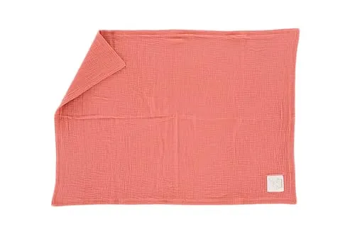 Träumeland Babydecke aus Musselin aprikose 75 x 100 cm - Kuscheldecke aus hochwertigem Musselin, atmungsaktiv und sanft zur Babyhaut, ideal für einen erholsamen Schlaf.