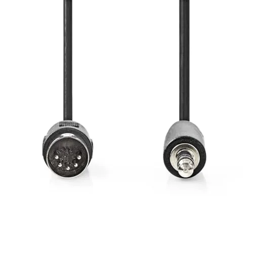 DIN-Audio-Kabel - DIN 5-Pin Stecker - 3.5 mm Stecker - Vernickelt - 1.00 m - Rund - PVC - Schwarz - Label