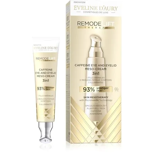 Eveline D’Aury RemodeLift Therapy Koffein-Augencreme 3-in-1 | Fortschrittliche Anti-Müdigkeits-Behandlung mit Spicules Needles™-Technologie | Reduziert Schwellungen, Augenringe & Falten