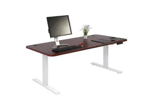 Elektrisch höhenverstellbarer Schreibtisch MCW-D40, 160x80cm, Kirsch-Dekor - Kinderschreibtisch, stufenlos höhenverstellbar für ergonomisches Arbeiten, MVG-zertifiziert und ideal für gesundes Lernen.