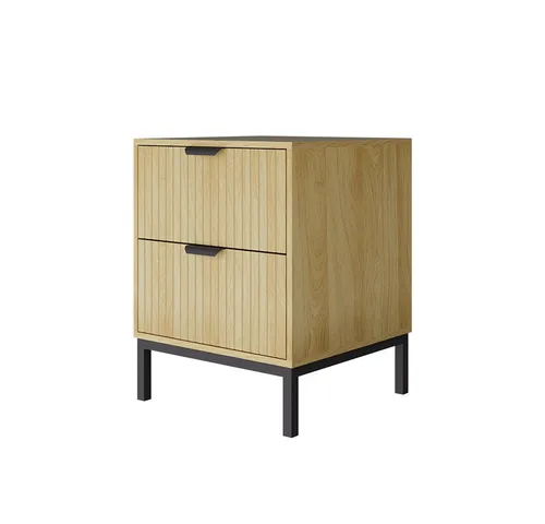 Vicco Nachtschrank Lennox, Eiche/Schwarz, 40 x 52 cm - Nachtschränke mit 2 Schubladen, modernes Design und ideal für kleinere Schlafzimmer, bietet praktischen Stauraum für Ihre Schlafutensilien.