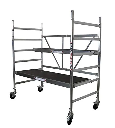 AC xPress PRO-M Rollgerüst XL Plattform | Alu Gerüst | 3 m Arbeitshöhe | TÜV/GS geprüft | für Innen und Außen | Aluminium Rollrüstung | DIN EN 1004 & 1298 | erweiterbar | Fahrgerüst