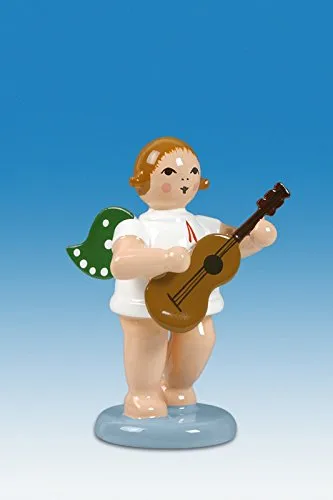 Rudolphs Schatzkiste Holzfigur Engel mit Gitarre und Krone Höhe 6cm NEU Holzengel Instrument Seiffen Erzgebirge Figur Dekoration Holzfiguren Weihnachten Fensterschmuck Spielzeug Deko Weihnachtsfigur