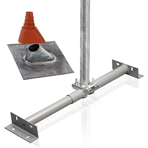 PremiumX Basic X100-48 Dachsparrenhalter Set für Satellitenschüssel - Halterungen für Satellitenschüsseln, ideales Montage Set für stabile und wetterfeste Installation der SAT-Antenne auf Dächern, inklusive verstellbarem Teleskoprohr und korrosionsgeschütztem Mast.
