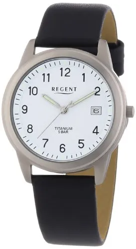 Regent Herren Analog Quarz Uhr mit Leder Armband 11190095