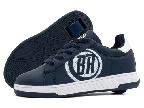 Breezy Rollers Sneakers mit Rollen in Dunkelblau/Weiß, Größe 36 - Sneaker für Kinder mit einklappbaren Rollen für zusätzlichen Fahrspaß. Ideal für aktive Kids, die gerne rollen und laufen!