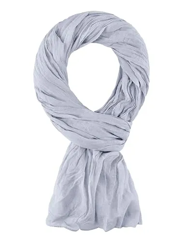 Schal für Damen und Herren, Leichte Stola - 100% Baumwolle – Größe 200 x 110 cm - Über 40 Unifarben – Premium-Schal - flexibel und komfortabel - Grau