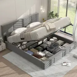 Flieks Polsterbett 160x200cm - Hydraulisches Funktionsbett aus Samt - Polsterbett in elegantem Samt, mit hydraulischem Mechanismus für einfachen Zugang zum Stauraum. Ideal für stilvolle Schlafzimmer und platzsparende Lösungen.