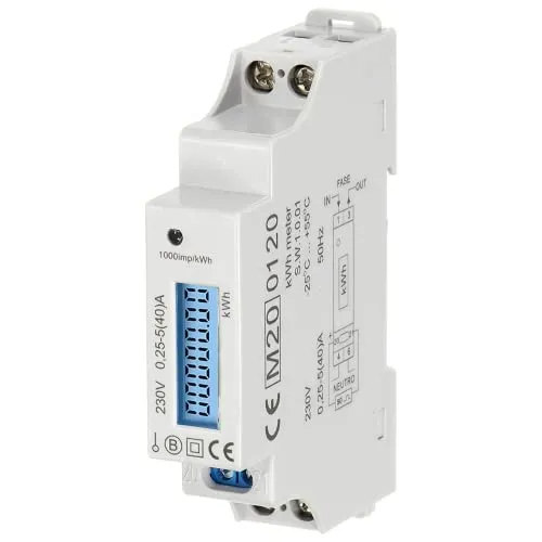 Miratic LCD Digitaler Wechselstromzähler Montage auf DIN-Schiene TH-35mm Stromzähler mit Hintergrundbeleuchtung 1-Phasen-Anzeige des Stromverbrauchs mit MID Zertifikat und Impulsausgang