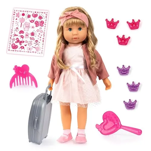Bayer Design 94634AT Charlene - Interaktive Funktionspuppe mit Haaren - Anzieh- & Modepuppen: Die 46 cm große Charlene Puppe lacht und macht Küsschengeräusche. Ihr weicher Körper und die Schlafaugen bieten perfekten Kuschelspaß, während reichhaltiges Zubehör für kreatives Spiel sorgt.