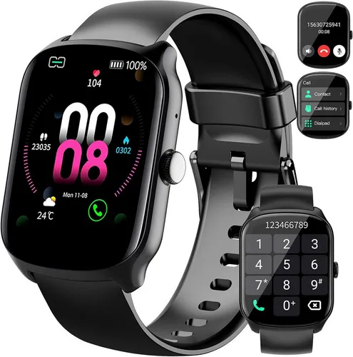 Qecnato ‎S68 Smartwatch (4,9 cm, Andriod ios), Smartwatch mit Bluetooth-Telefonie