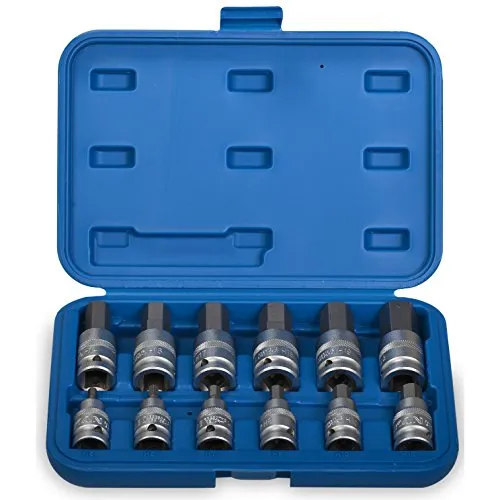 Kraft Steckschlüsselsatz/Innensechskant 5 bis 22 mm mit Bohrung für Kugelarretierung/Schraubenschlüssel-Einsatz Nuss Innen-6-kant Steckschlüsseleinsatz 1/2