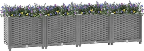 vidaXL Hochbeet 160x40x38 cm aus Polypropylen - Hochbeet in stilvoller Rattan-Optik, ideal für Blumen und Gemüse. Langlebig, leicht und robust aus Polypropylen, bietet viel Platz für deine Pflanzen im Garten, auf Terrassen oder Balkonen.