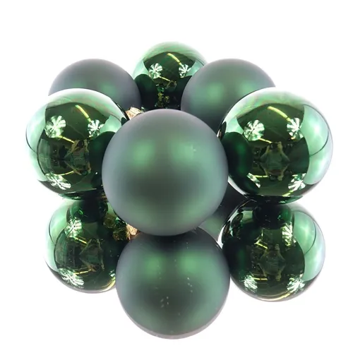 Christbaumkugeln Pine Green dunkelgrün Ø 8 cm aus Glas - 6er Set