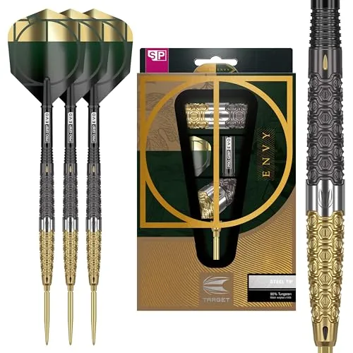 Target Darts Cult Envy 01 24G - 90% Wolfram Darts Set mit Swiss Point - Steel-Dartpfeile mit 90% Tungsten für präzise Würfe und enge Gruppierungen. Das Swiss Point System ermöglicht schnelle Anpassungen der Spitzen für individuelles Spielvergnügen.