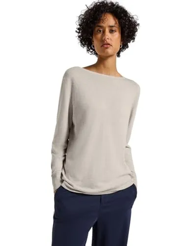 Stylischer Strickpullover STREET ONE für Damen - Kombistarker Pullover in tusk cream meliert, hüftbedeckend und bequem. Ideal für einen lässigen Look mit U-Boot-Ausschnitt, perfekt für jede Gelegenheit.