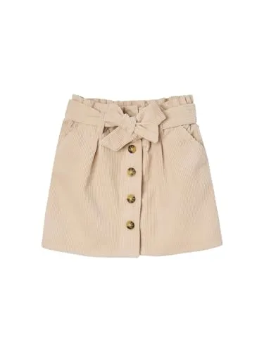 Vertbaudet Mädchen Paperbag-Rock, Cord, Bundweite verstellbar beige golden 116