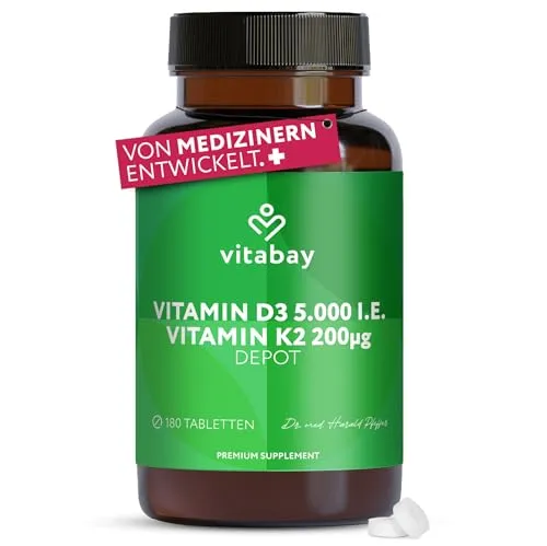 Vitamin D3 Depot 5000 I.E.+Vitamin K2 7100 μg Tab. 180 St
