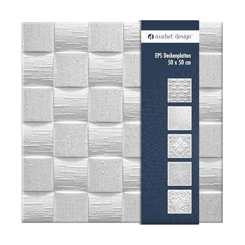 marbet design Wanddekoobjekt LEN WEISS - Moderne Deckenpaneele - Deko-Objekte mit innovativen Styropor-Deckenplatten, die Wärme- und Schalldämmung bieten und ideal für kreative Raumgestaltungen sind.