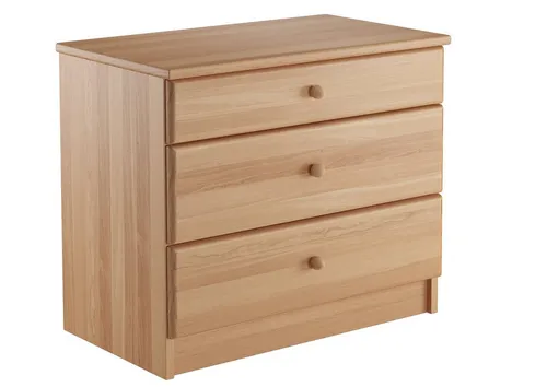 ERST-HOLZ Nachtkommode Buche Massiv - Nachtkonsole für erhöhte Seniorenbetten aus massivem Buchenholz, mit 3 leichtgängigen Schubläden – ideal für praktischen Stauraum neben dem Bett.