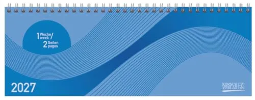 Tischkalender quer Professional Colourlux 2027 blau: 1 Woche 2 Seiten; Bürokalender; Tischquerkalender im Format: 29,8 x 10,5 cm