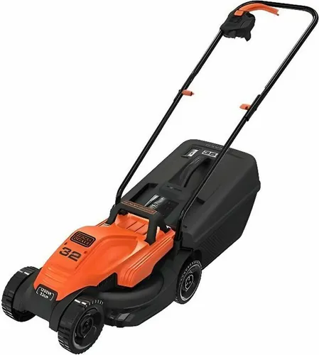 Black+Decker Elektro-Rasenmäher BEMW451 - Heckenscheren für kleine Gärten bis 300 qm, 1.200 W Leistung und 32 cm Schnittbreite, 3-fach höhenverstellbar für perfekte Schnitte, optimierter 30l Grasfangbehälter mit Füllstandsanzeige.