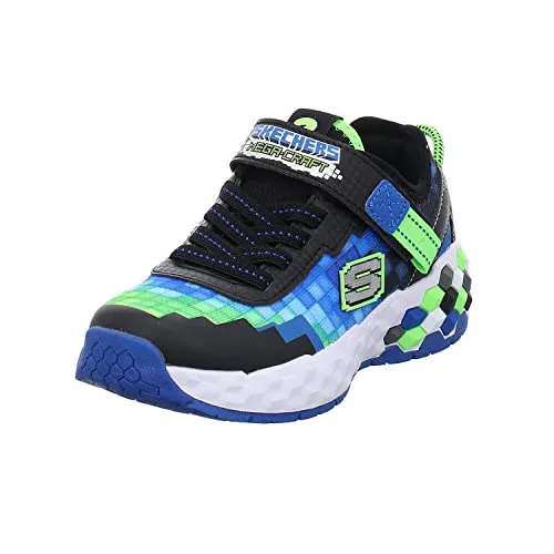 Skechers Unisex Kinder Mega-craft 2.0 Platform, Black Blue Textile Synthetic Lime Trim, 31 EU