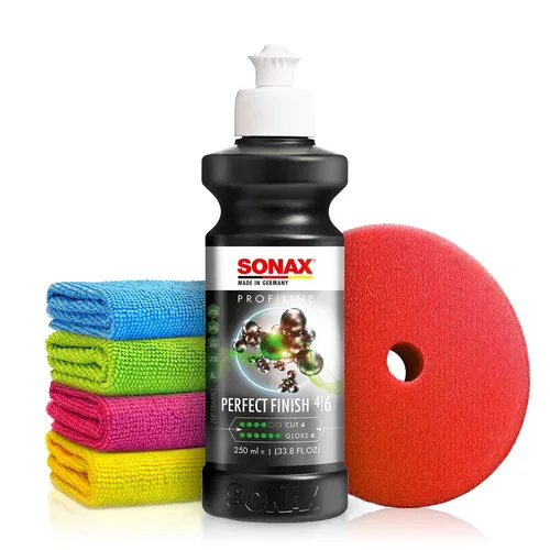 Sonax Profiline Politur Set Perfect Finish 250ml - Autopflege & Motorradpflege: Hochwertige Glanzpolitur für perfekten Tiefenglanz und langanhaltenden Lackschutz, inklusive Polierpads und Mikrofasertüchern für optimale Ergebnisse.