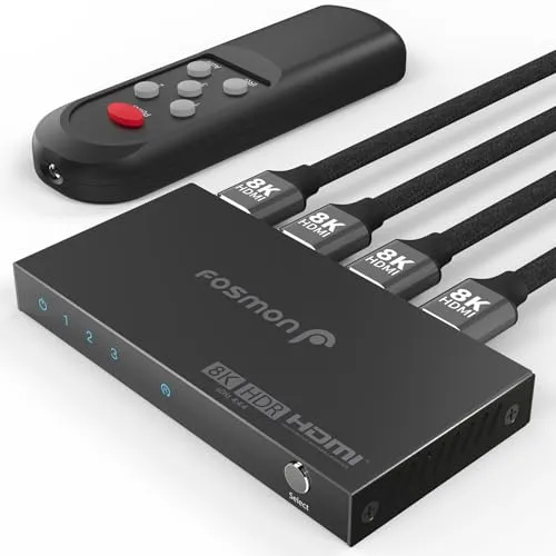 Fosmon 4K 60Hz HDMI Switch 5 Port Manueller 5x1 Verteiler Hub Fernbedienung
