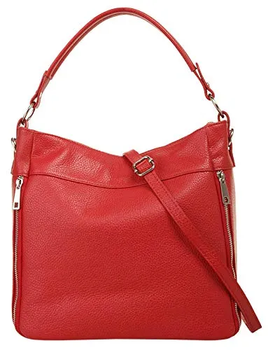 Cluty Henkeltasche aus echtem Leder, Made in Italy - Rot - Handtaschen aus hochwertigem echtem Leder, stilvolles Design, ideal für den Alltag und besondere Anlässe. Made in Italy garantiert Qualität und Eleganz.