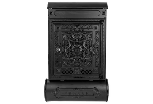 HMF 512-02 Antik Briefkasten mit Zeitungsfach in schwarz von HMF