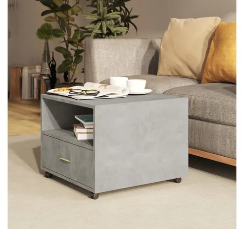 furnicato Couchtisch 55x55x40 cm Betongrau aus Holzwerkstoff