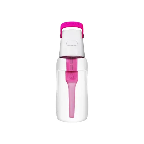 DAFI Solid Trinkflasche mit Filter und Strohhalm 0,5 L, Rosa - Wasserflasche mit Wasserfilter, BPA-Frei, Sportflasche mit gefiltertes Wasser für Reisen - Filterflasche Outdoor + Aktivkohle Filter