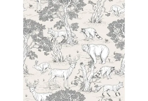 Kindertapete MARBURG, beige (beige, weiß) 0,53m x 10,05m - Hochwertige Vliestapete mit tierischem Motiv für kreative Wandgestaltungen. Dimensionsstabil und lichtbeständig, einfach zu verarbeiten und restlos abziehbar. Ideal für Kinderzimmer!