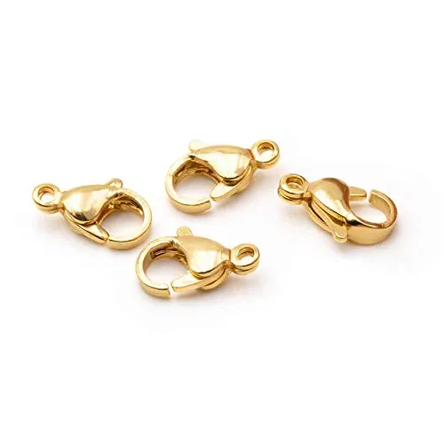 Vintageparts Karabinerverschlüsse aus 304 Edelstahl in goldfarben 12 mm 4 Stück zum Schmuck selber basteln Verschlüsse Halskette Armband Kette
